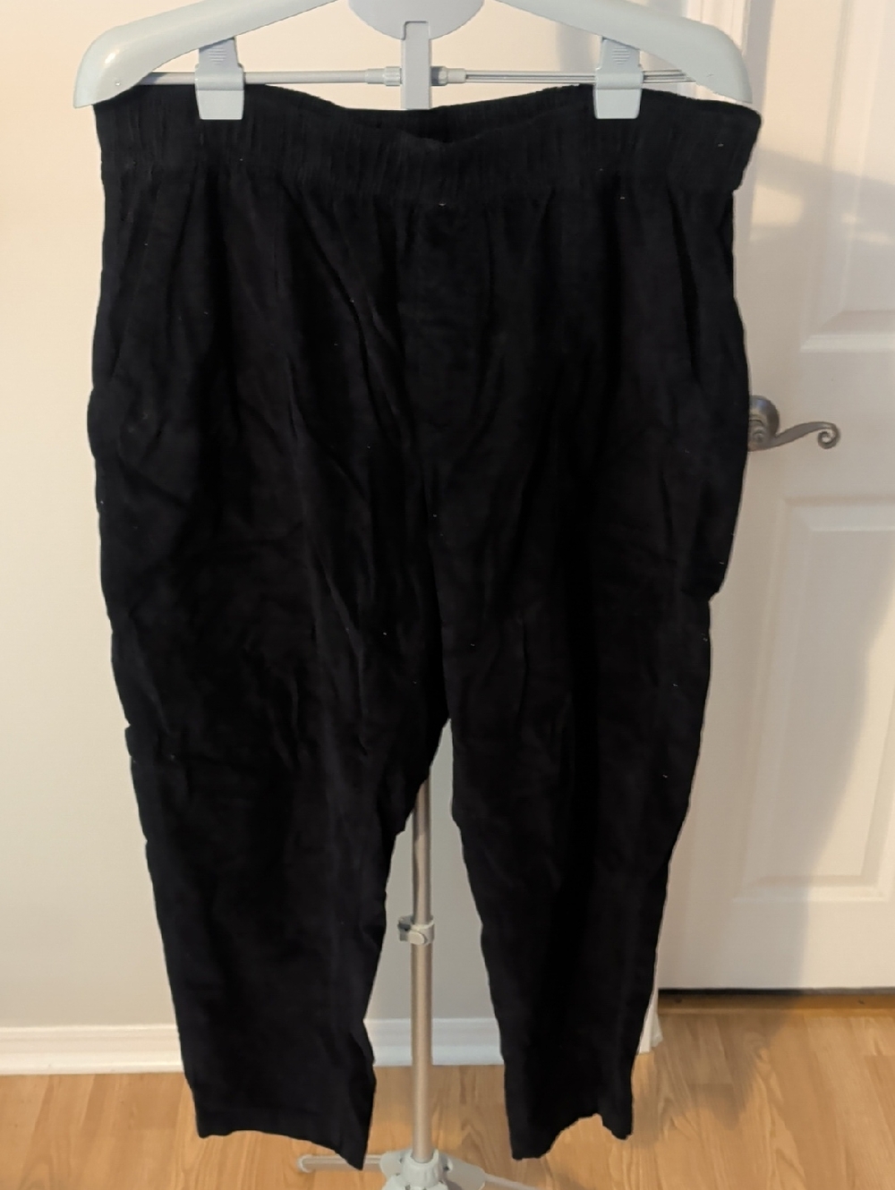 Black Elastic Waist Casual Pants